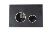 Клавиша АНИ Пласт для системы скрытой установки унитаза черная матовая, обод сатин, клавиша черный глянец WP2343G