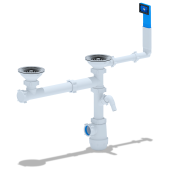 Cифон для мойки АНИ Пласт Грот A7500 3 1/2 дюйма 40 мм двойной смещенный с отводом для стиральной машины