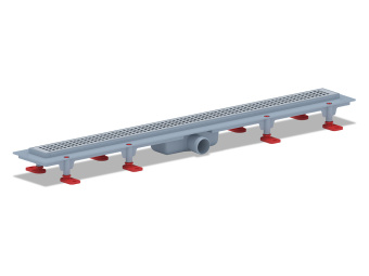Трап линейный пластиковый АНИ Пласт TL1685M выпуск 40 мм, решётка Корн матовая нержавеющая сталь 850 мм
