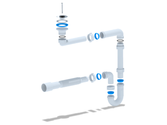 Сифон для раковины АНИ Пласт DB5016 смещенный 1 1/4 дюйма 32 мм с гибкой трубой 32х40/50 мм