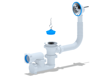 Сифон для ванны АНИ Пласт E250 1 1/2 дюйма регулируемый с переливом