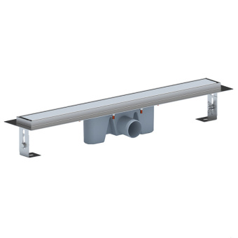 Трап линейный из нержавеющей стали АНИ Пласт TLZ2165M DN50 с комбинированным затвором матовой решёткой Штиль 450х65 мм