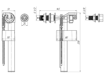 Арматура боковая АНИ Пласт WC5063 штуцер пластик 1/2 и 3/8 дюйма