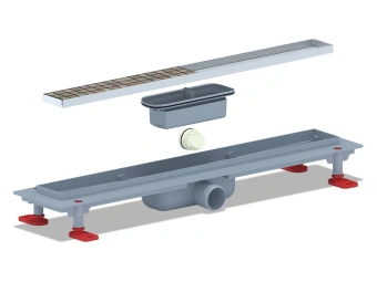 Трап линейный пластиковый АНИ Пласт TL1045 выпуск 40 мм решётка МОЛ под плитку 450 мм
