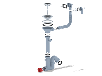 Cифон для мойки АНИ Пласт F серия F1045S 3 1/2 дюйма 40 мм с гибким переливом и отводом для стиральной машины