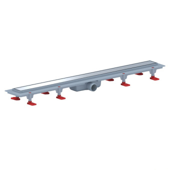 Трап линейный пластиковый АНИ Пласт TLQ1185G DN40 с сухим затвором и глянцевой решёткой Штиль 850х62 мм