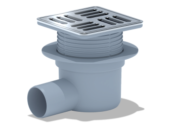 Трап для душа АНИ Пласт TQ5614M DN50 горизонтальный регулируемый с сухим затвором, решёткой и обрешеткой из нержавеющей стали 120х120 мм