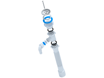 Сифон для мойки АНИ Пласт G108 1 1/2 дюйма 40/50 мм гофрированный с отводом для стиральной машины 476-886 мм