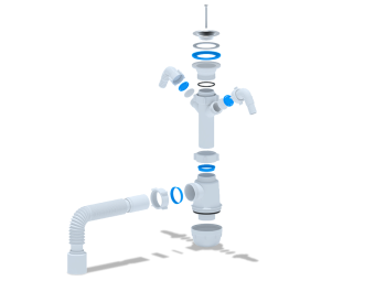 Сифон для мойки АНИ Пласт Грот A1110 1 1/2 дюйма 40 мм с двумя отводами для стиральной машины с гибкой трубой 40х50 мм