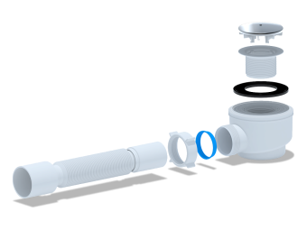 Сифон для душевого поддона АНИ Пласт E415C 1 1/2 дюйма 50 мм с гибкой трубой 40х50 мм
