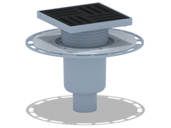 Трап для душа АНИ Пласт THZ5716 DN50 высокий вертикальный регулируемый с комбинированным затвором и решёткой из чугуна 150х150 мм