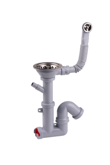 Cифон для мойки АНИ Пласт F серия F1045S 3 1/2 дюйма 40 мм с гибким переливом и отводом для стиральной машины