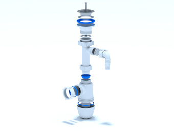 Сифон для мойки АНИ Пласт C0300 1 1/2 дюйма 40 мм с отводом для стиральной машины