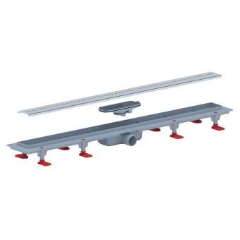 Трап линейный пластиковый АНИ Пласт TLQ1585M DN40 с сухим затвором и матовой решёткой Киль 850х62 мм