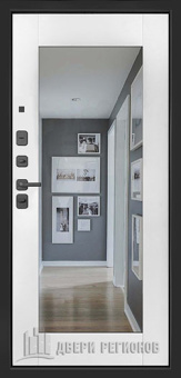 Дверь входная SL-1, цвет Графит мягкая шагрень, панель - sl-1 цвет Белая Мягкая Шагрень + Зеркало