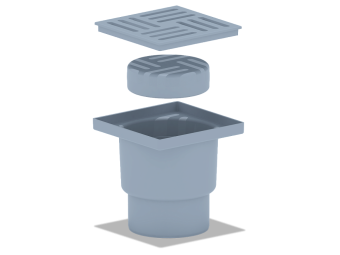 Трап для душа АНИ Пласт TQ1210 DN110 вертикальный нерегулируемый с сухим затвором и решёткой из пластика 150х150 мм