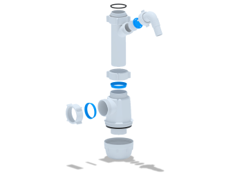 Сифон для мойки АНИ Пласт Грот A1020 1 1/2 дюйма 40 мм с отводом для стиральной машины без выпуска
