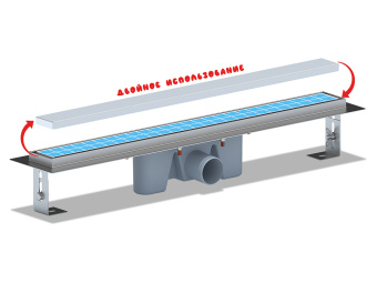 Трап линейный из нержавеющей стали АНИ Пласт TL2065 выпуск 50 мм под плитку 650 мм
