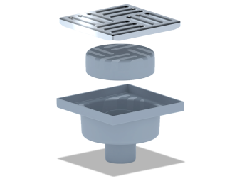 Трап для душа АНИ Пласт TQ5212 DN50 нерегулируемый с сухим затвором и решёткой из нержавеющей стали 150х150 мм