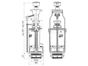 Арматура спускная АНИ Пласт WC7010 кнопка пластиковая белая