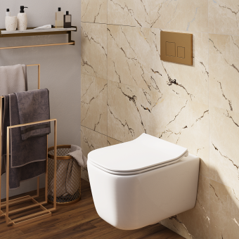 Клавиша смыва для скрытой инсталляции унитаза, АНИ Пласт, квадратная, золото матовое, WP1655