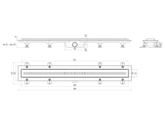 Трап линейный пластиковый АНИ Пласт TL1285BL выпуск 40 мм решётка Риф чёрная нержавеющая сталь 850 мм