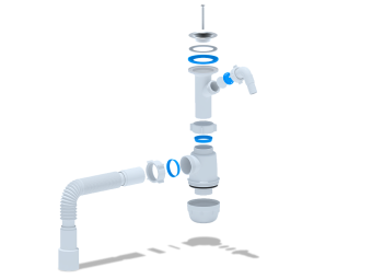 Сифон для мойки АНИ Пласт Грот A2015 1 1/2 дюйма 40 мм с отводом для стиральной машины с гибкой трубой 40х40/50 мм