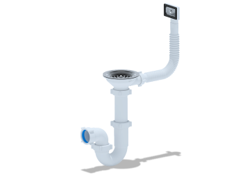 Сифон для мойки АНИ Пласт D0145S 3 1/2 дюйма 40 мм прямоточный с гибким переливом