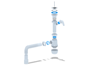 Сифон для мойки АНИ Пласт Грот A1015 1 1/2 дюйма 40 мм с отводом для стиральной машины с гибкой трубой 40х40/50 мм