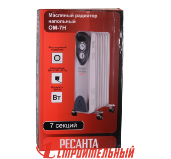 Масляный радиатор ОМ-7Н (1,5кВт) Ресанта 