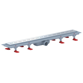 Трап линейный пластиковый АНИ Пласт TLQ1575G DN40 с сухим затвором и глянцевой решёткой Киль 750х62 мм