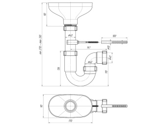 Сифон АНИ Пласт DR0100 1 1/2 дюйма 40 мм с разрывом струи