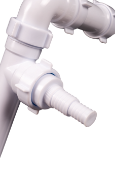 Cифон двойной для мойки АНИ Пласт LD0515SA15 3 1/2 дюйма 40 мм смещенный с отводом для стиральной машины с гибким переливом и гибкой трубой 40х40/50 мм