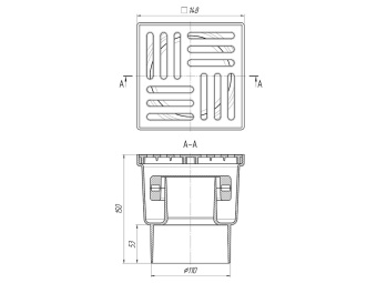 Трап для душа АНИ Пласт TQ1210 DN110 вертикальный нерегулируемый с сухим затвором и решёткой из пластика 150х150 мм