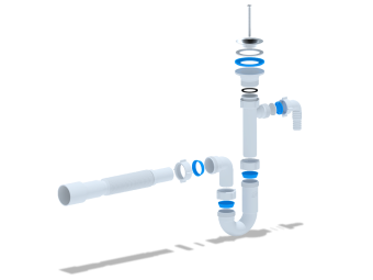 Сифон для раковины АНИ Пласт DB1316 с отводом для стиральной машины и гибкой трубой 32х40/50 мм