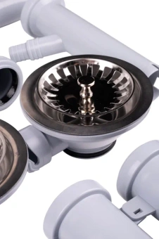 Cифон для мойки АНИ Пласт F серия F7500S 3 1/2 дюйма 40 мм двойной смещенный с гибким переливом и отводом для стиральной машины