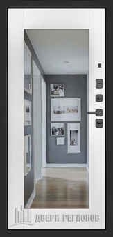 Дверь входная Прогресс Лайт Z, цвет Темный бетон, панель - Прогресс Лайт z цвет Шагрень Белая + Зеркало