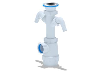 Сифон для мойки АНИ Пласт Грот A1100 1 1/2 дюйма 40 мм с двумя отводами для стиральной машины