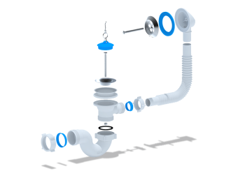 Сифон для ванны АНИ Пласт E150 1 1/2 дюйма с переливом