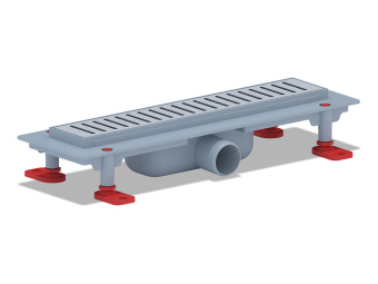 Трап линейный пластиковый АНИ Пласт TL1435M выпуск 40 мм решётка Бимс матовая нержавеющая сталь 350 мм