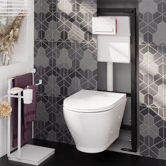 Набор инсталляции 50 см АНИ Пласт WN5 G1400G Breeze с безободковым унитазом, с сиденьем микролифт, белый глянец клавишей WPG1400G