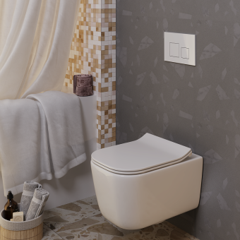 Клавиша смыва для скрытой инсталляции унитаза, АНИ Пласт, квадратная, глянцевая белая, WPG1600G