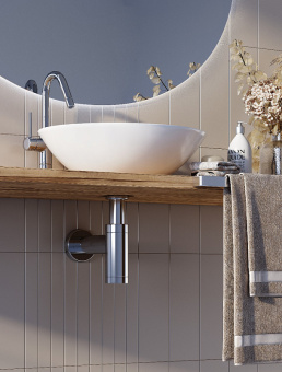 Сифон бутылочный АНИ Пласт, с переходной трубкой D40, пластиковый корпус, металлизированный, BRB1004M