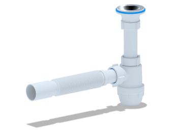 Cифон для раковины АНИ Пласт Юнг BM1010 1 1/4 дюйма 32 мм c гибкой трубой 32х40 мм