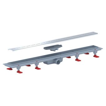 Трап линейный пластиковый АНИ Пласт TLQ1585G DN40 с сухим затвором и глянцевой решёткой Киль 850х62 мм