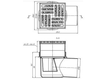 Трап для душа АНИ Пласт TQ1616 DN110 горизонтальный регулируемый с сухим затвором и решёткой из чугуна 150х150 мм