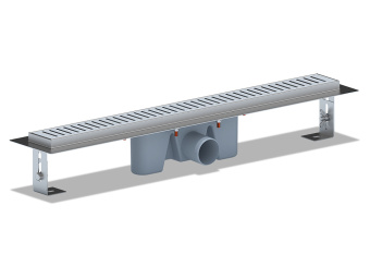 Трап линейный из нержавеющей стали АНИ Пласт TL2465M выпуск 50 мм решётка Бимс матовая 650 мм