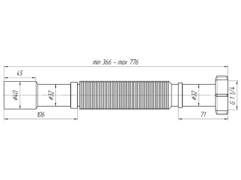 Гибкая труба АНИ Пласт K207 с гайкой 1 1/4 дюйма 32-40х541-1325 мм