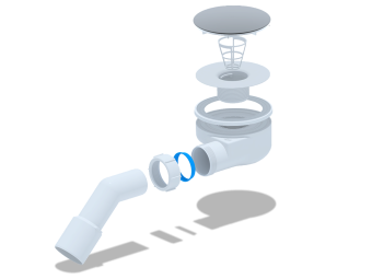 Сифон для душевого поддона АНИ Пласт E351VAL 1 1/2 дюйма 90 мм высота 55 мм вальцовка с переходной трубой 45 градусов 40х50 мм