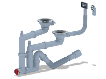 Cифон для мойки АНИ Пласт F серия F3545SA15 1 1/2 дюйма 40 мм двойной с отводом для стиральной машины